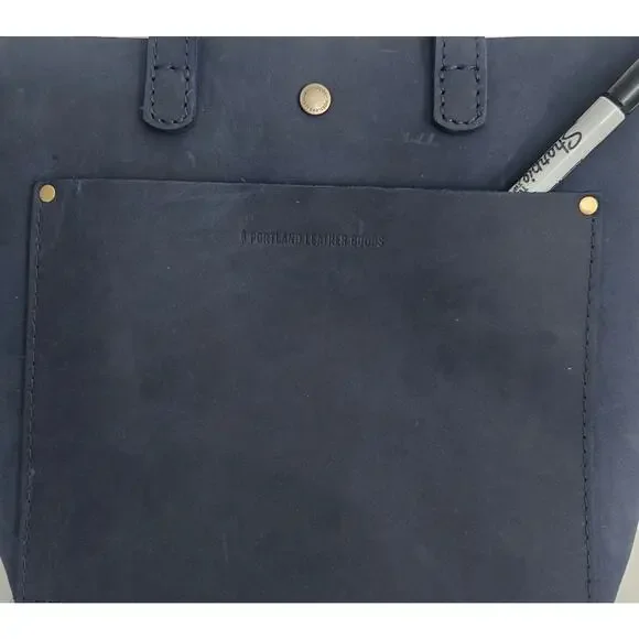 Portland Leather Goods Mini Tote Crossbody Deep Water Navy Blue - Picture 3 of 7